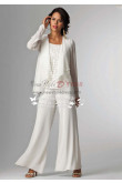 Elegant white Mother of the bride pants suit with jacket nmo-153
