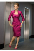 Fuchsia Sheath Knee-Length Glamorous Mother of the bride suit dress cms-037