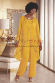 Gold Yellow Beaded Trousers outfit Mother of the bride pant suit Wear nmo-432