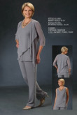 2020 Spring new arrival Gray Chiffon mother of the bride pant suits with jacket nmo-419