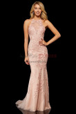 Halter Blush Pink Lace Prom Dresses, Glamorous Wedding Party Dresses pds-0039