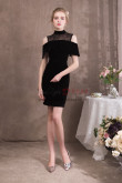 Knee-Length Sheath Black Velvet Prom dresses NP-0417