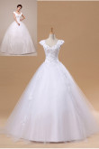 Ball Gown Floor-Length Lace Up Off the Shoulder Back with a bow Wedding dresses nw-0043