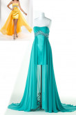 blue or Orange Chiffon Strapless Hi-Lo Chest With beading Evening Dresses np-0175 