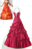 Crimson or Orange Taffeta Halter Sweetheart Ruched prom dresses np-0180 