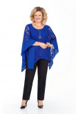 Modern 3PC Mother of the Bride Pant suits With Royal blue Cape Plus Size nmo-718-2