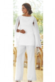 Mother of the bride pant suit dress with Draped Cape Trouser set Custom-made nmo-448