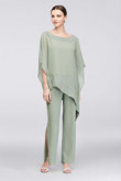 Mother of the bride Trousers set Sage chiffon pantsuit dresses Elastic waist  Custom-made Plus size nmo-430