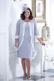 Knee-Length Dress Silver Gray Chiffon Mother of the bride dress NMO-649