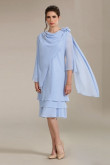 Mid-Calf  Mother of the bride dresses Sky blue Chiffon Short Dresses NMO-671