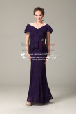 Off-the-shoulder  eggplant lace long dress mother of the bride wear cms-090