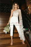 One Shoulder Bridal Jumpsuits BOHO Wedding Pants Dresses,Combinaisons de mariage wps-268-2