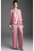 Pink chiffon women's outfits Lovely with jacket trouser suit for wedding nmo-182