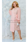 Pink Fashion Long Sleeves Mother of the Bride Dresses, Mid-Calf Women's Dresses With Bow mds-0024-6