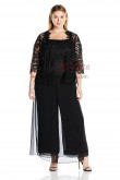 Plus size Black Three pieces Lace mother of the bride pant suits nmo-415
