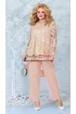 Plus Size Champagne Lace Mother of the Bride Pantsuits with Elastic Waist nmo-875-2