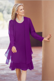 Purple Chiffon Knee-Length outfit for mother nmo-475