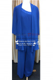 Royal blue chiffon Plus size mother's pantsuit with Elastic waist nmo-239