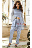 Satin Mother of the bride pant suit Two pieces Gray blue outfit special occasion Wear nmo-457