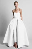 Satin Wedding Jumpsuit dresses With Detachable Train White wps-167