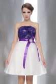 Strapless purple White Short Dresses Wedding Party Waist With a bow nm-0169
