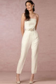 Simple Strapless Bridal Jumpsuits Wedding pants dresses Ivory wps-107