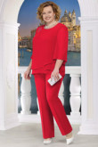 Red Plus size Mother of the bride pant suits Two piece Chiffon women outfits nmo-572