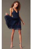 Under $100 Sweetheart Homecoming Dress,Dark Blue Chiffon Short Dreses sd-024-4