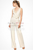 V-neek jumpsuit  Glamorous Ivory wedding dress Bride Pants Suit  wps-061