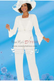 White Formal Long Sleeve Mother of Bride Pant Suit nmo-273