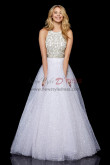White Halter Sequin Fabrics Prom Dresses, Hand Beading A-Line Evening Dresses pds-0042-1