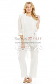 White outfits for wedding Mother of the bride chiffon pant suits Cozy Trousers set nmo-265