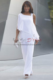 Withe Beach wedding Trouser set Mother Chiffon Pant suit for special occasion nmo-445