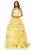 Ruffles Layered Strapless Prom Dresses, Yellow A-Line Wedding Party Dresses pds-0024-1