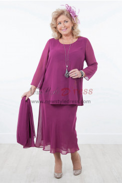 Purple Plus Size Two piece Comfortable Chiffon Mother of the Bride Dresses nmo-594