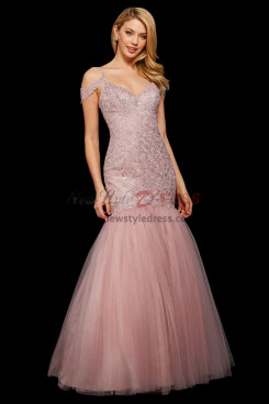 2023 Glamorous Sweetheart Blush Pink Tight Satin Prom Dresses, Bodice Wedding Party Dresses pds-0005-2