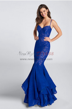 2023 Royal Blue Sequin Fabrics Prom Dresses, Glamorous Spaghetti Mermaid Wedding Party Dresses pds-0034