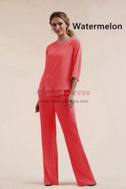 2 PC Half Sleeves Elastic Pants Women's Garments, Watermelon Chiffon Mother of the Bride Outfits mos-0006-3
