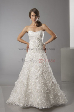 A-Line High-end Ruched Strapless Elegant Wedding Dress nw-0287