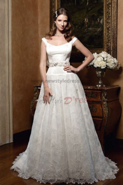 Off-the-shoulder a-line Waist With Glass Drill lace Best Sale wedding dresses nw-0209