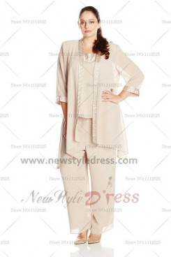 Champagne Loose Three Sets Elastic pants Mother Of The Bride Pants Suit nmo-118