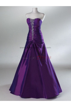 Chest With Crystal Beading and Chest With Pleats Satin A-Line Purple and Navy Evening Dresses np-0094