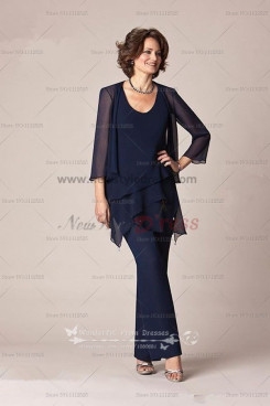 Dark navy Cheap mother of the bride trousers set on sale nmo-103