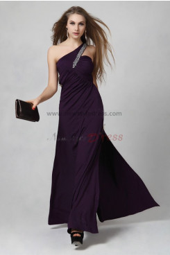 Elegant Oblique band Side slits purple/Pink High-end prom dress np-0303
