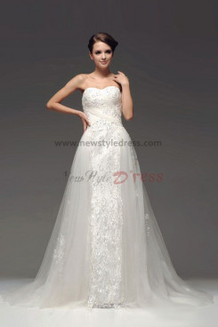 Embroidery Lace A-Line Wedding Dresses Chapel Train Hot Sale nw-0108