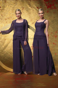 Grape Scoop Spring Cheap Three Piece mother of the bride dress pants sets nmo-085