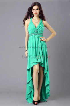 Green High-end Elegant High-low Criss-Cross Straps Party Dresses np-0342