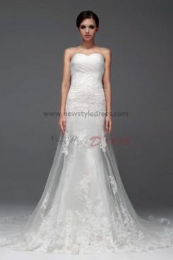 Lace Train Hand beading a-line Chapel Train Wedding Dresses under $200 nw-0221