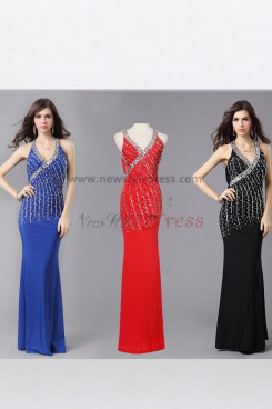 Latest Fashion Above The Waist Glass Drill Royal Blue Criss-Cross Straps prom dress np-0358