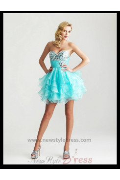 Sweetheart Tiered Ruched Crystal Beads Homecoming Dress nm-0274